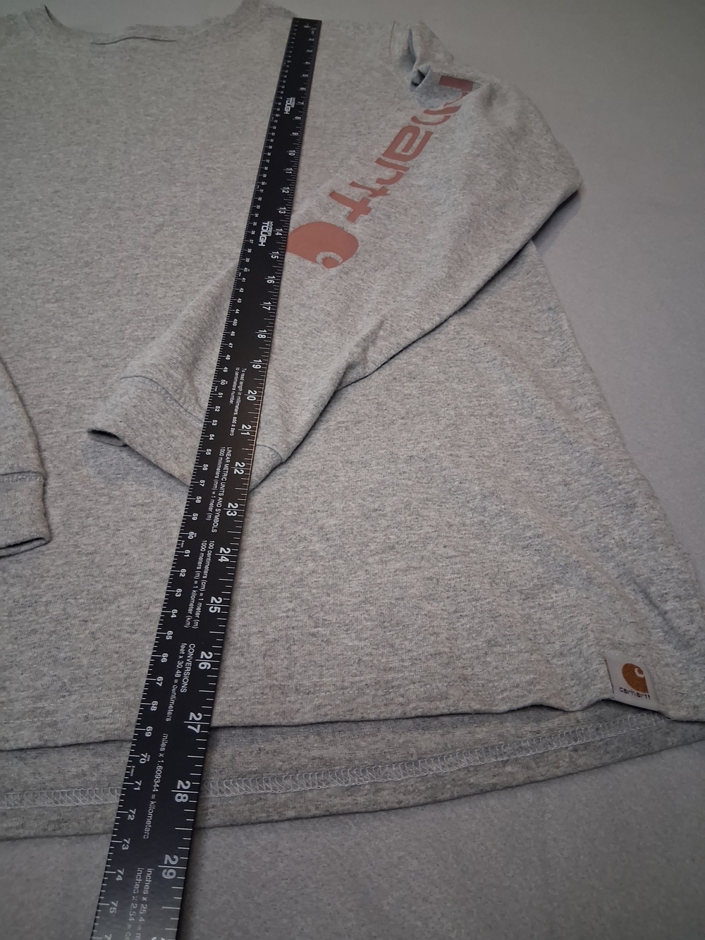 Carhartt Original Fit Gray Long Sleeve Logo Sleeve T-Shirt Youth XL 16/18 Cotton - Picture 9 of 11